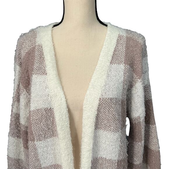 Altar'd State | Women's Beige Cream Plaid Soft Cozy Open Cardigan Sz M - Picture 2 of 4